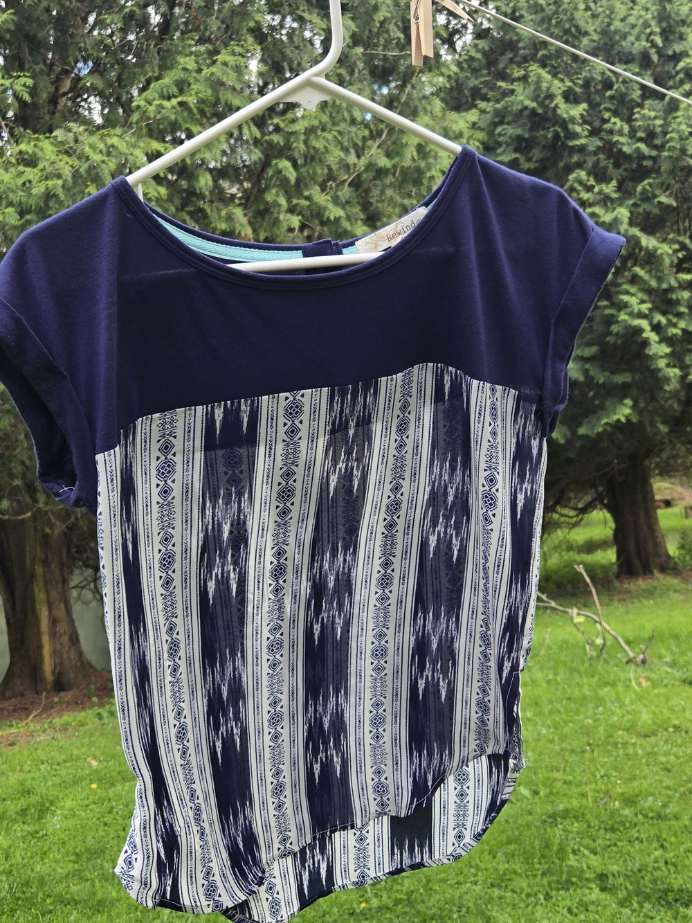 Rewind Navy Short Sleeve Top with Light Accent & Old Navy Sheer Top Bundle